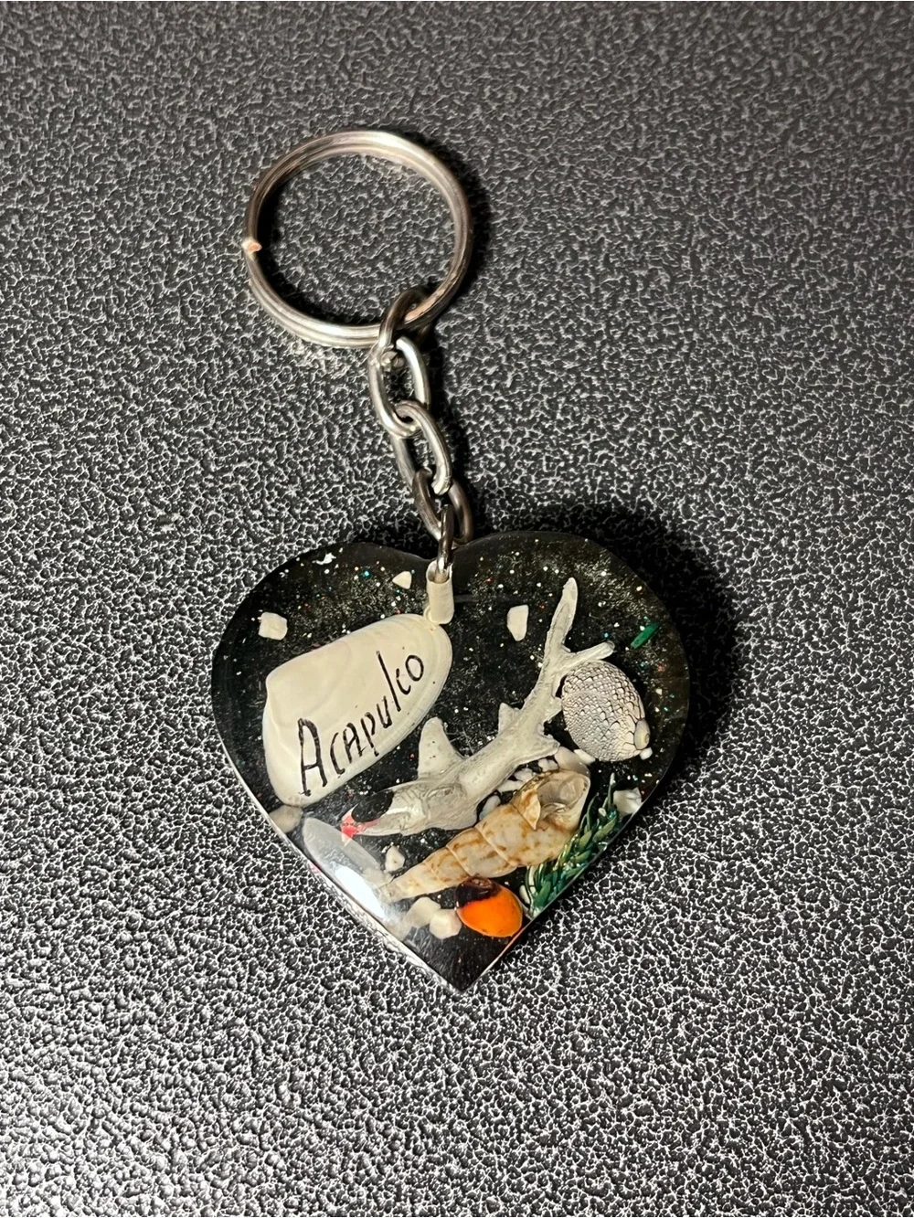 Vintage Souvenir Keyring ACAPULCO MEXICO Keychain Shark and Shells, Souvenirs